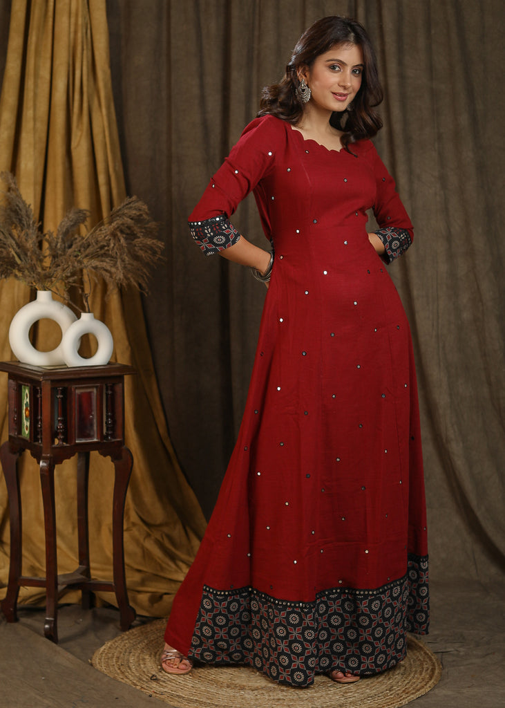 Ethnic Gowns | Offer For Today Swaroski Maroon Gown | Freeup